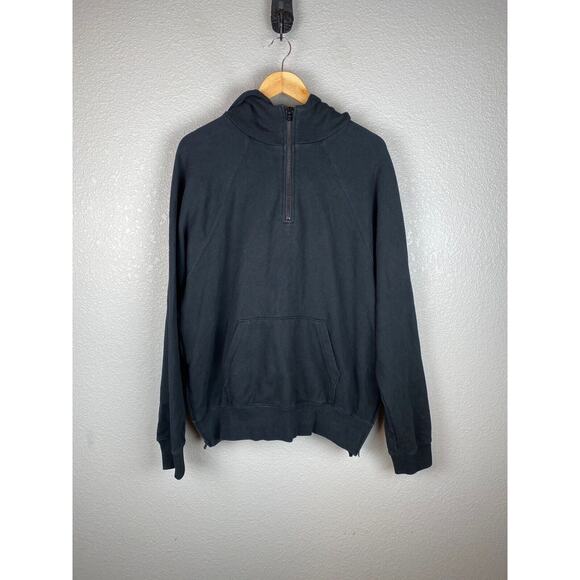 FOG x Pacsun Fear of God Essentials Mens 1/4 Zip Hoodie M Medium Black Side Zip - Picture 1 of 9